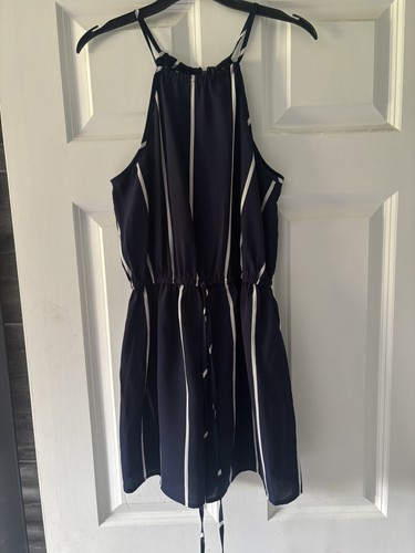 Paris navy white stripe - navy, &