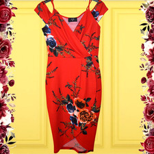 £45 AX PARIS SZ 8 RED FLORAL