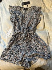Ax Paris Blue Floral Playsuit