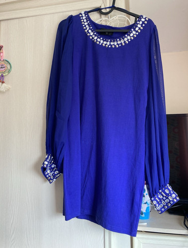 Paris blue chiffon shift - paris,